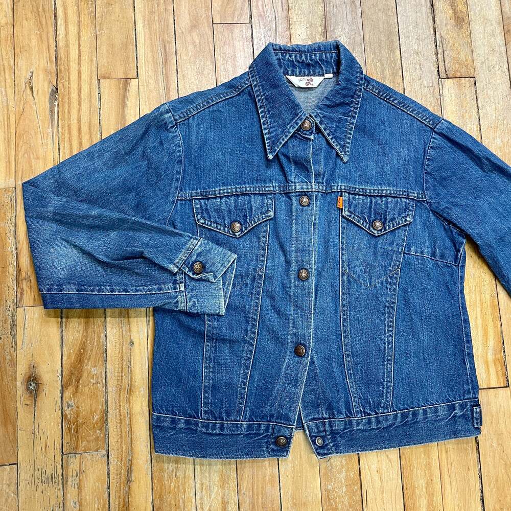 Outstanding Vintage 60s/70s Levi's for Gals Orange Tab Fitted Denim Jacket Size - Picture 2 of 7